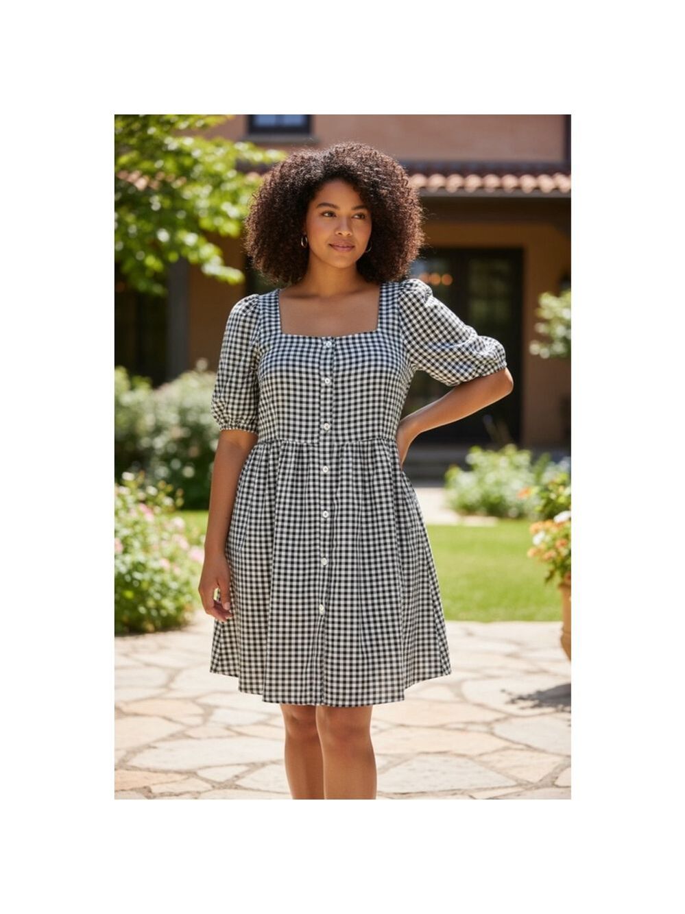 Black Tape Black White Gingham Mini Dress XL